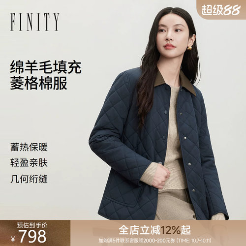 FINITY菲妮迪棉服2026秋季新款通勤长袖直筒显瘦遮肉短款外套女装