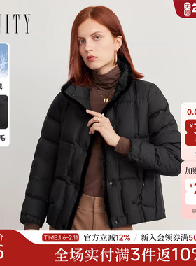 FINITY菲妮迪羽绒服2025冬季新款90白鸭绒高端水貂毛领短款外套女