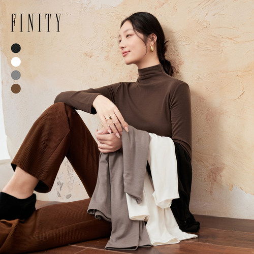 FINITY菲妮迪针织衫2024冬季新款简约显瘦修身百搭半高领毛衣女