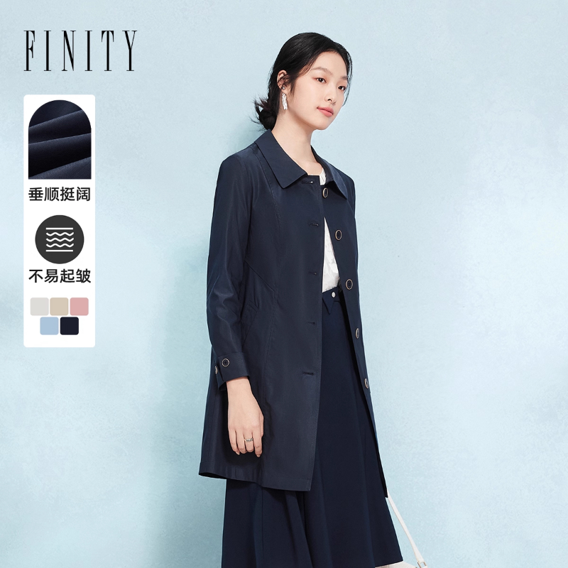 FINITY菲妮迪中长款风衣2025秋季新款通勤气质流行收腰版型外套女
