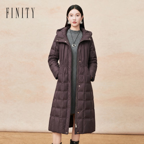FINITY菲妮迪90白鹅绒羽绒服2026冬季新款中长款显瘦保暖外套女装