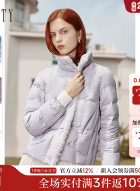 FINITY女装2025冬季新款高端轻薄短款白鸭绒羽绒服女水貂毛领外套
