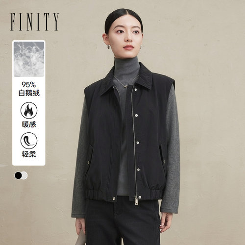 FINITY菲妮迪95%鹅绒羽绒马夹2026冬季新款质感保暖外套上衣女装