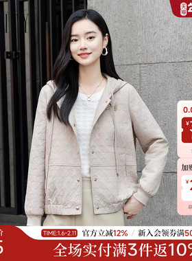 FINITY菲妮迪连帽短外套2025秋季新款休闲抽绳宽松立体裁剪上衣女