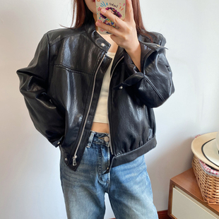 皮衣外套女款2026新款春秋季今年流行爆款机车短款黑色夹克小个子