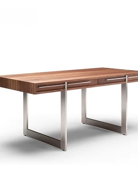 意式极简实木书桌家用Naver Collection AK 1340不锈钢简约办公桌