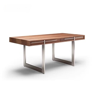 意式极简实木书桌家用Naver Collection AK 1340不锈钢简约办公桌