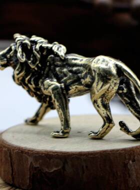 手工复古做旧狮子钥匙扣挂件黄铜狮子摆件箱包汽车钥匙挂饰礼品