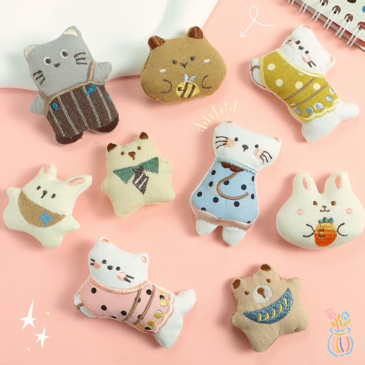 新款韩版布艺森系充棉胸针DIY布