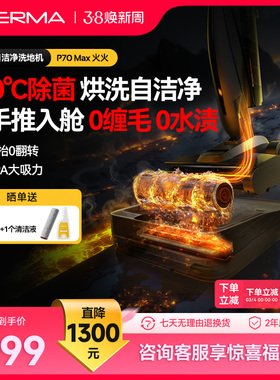 德尔玛P70Max火火洗地机吸拖洗一体家用躺平推入式烘干智能拖地机