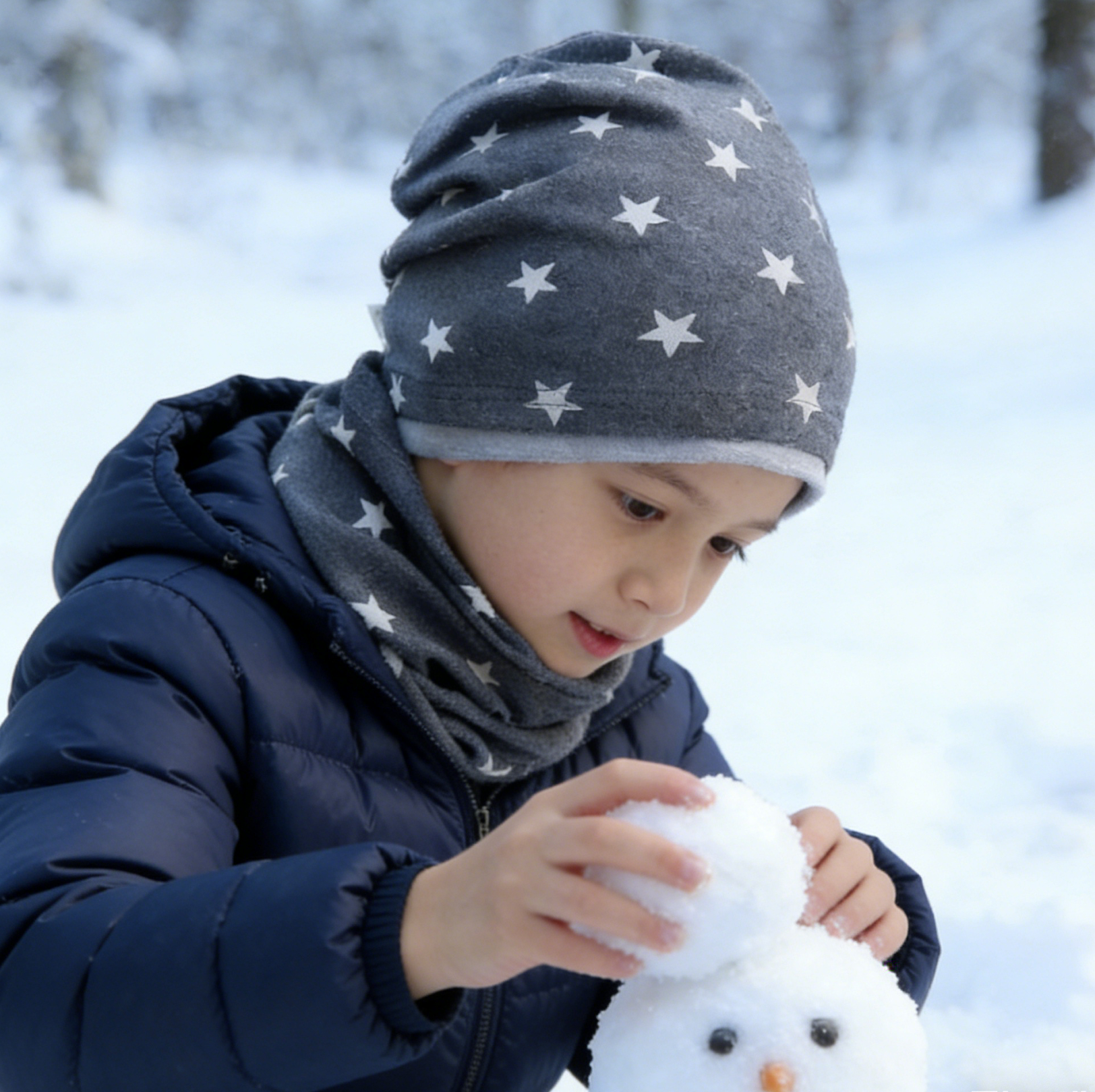 中大童儿童帽子围脖两件套纯棉男宝宝秋冬春秋冬季护耳女童套装潮