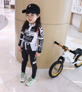 夏季 儿童男女童平衡车轮滑比赛表演骑行 BMC骑行服透气速干长套装