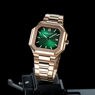 瑞夫泰格手表方形十大鹦鹉螺男士机械表夜光商务男表精钢带腕表