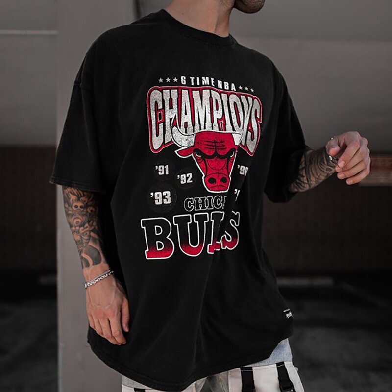 Chicago Bulls Champ Vintage 芝加哥复古嘻哈短袖T恤男 篮球训练 男装 T恤 原图主图