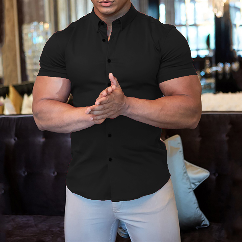 夏季男士衬衫短袖修身衬衣