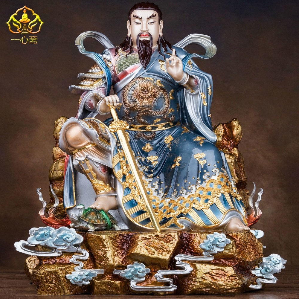 纯铜珐琅彩玄天上帝神像真武大帝神像武当北帝祖师玄武祖师大帝