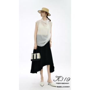 K319正品 女装 36901气质荡领轻薄高级感无袖 上衣 2026春夏新款