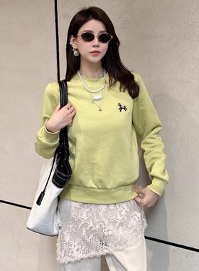 特价DI-SUI欧韩2025秋冬女装35532休闲保暖加绒圆领刺绣套头卫衣