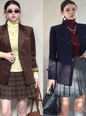 DI-SUI正品2025秋冬新款女装38511职业风灯芯绒高级感西装外套