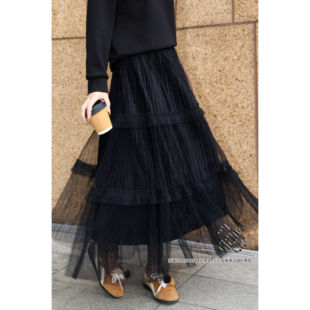 25001公主风网纱加厚半身长裙 女装 Jayova秋冬欧韩FMF2025新款