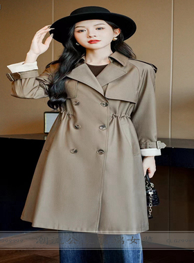 现货XYL小众设计2024年春秋100678气质双排扣中长风衣外套女