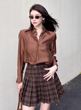 特价DI-SUI欧货2025秋冬新款女26171设计感蕾丝拼接舒适优雅小衫