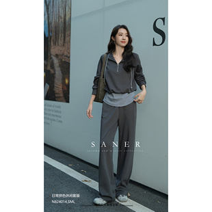 特价SANER女装2025新款824014女装日常拉链款休闲宽松拼色两件套