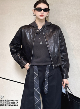 定制DI-SUI欧货2025秋冬新女09509潮酷油蜡羊皮保暖鹅绒皮衣外套