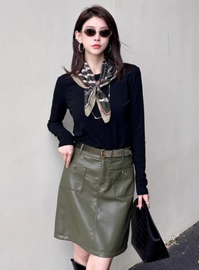 特价DI-SUI欧韩2025秋冬女装35026C简约天丝棉长袖小衫带丝巾围脖