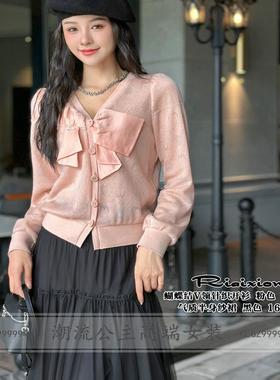 特价R牌正品欧货秋16319套头洋气蝴蝶结独特漂亮针织衫