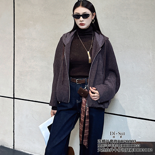 .特价DI-SUI欧韩2025秋冬新款女装20005休闲风宽松抽绳带帽子外套