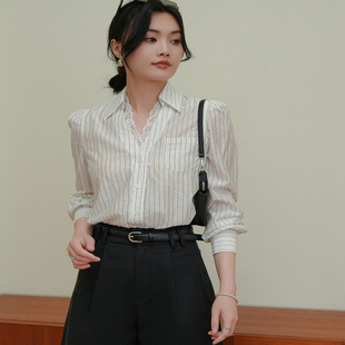 特价SANER潮流公主2025春季新款韩版显瘦条纹衬衫女822974