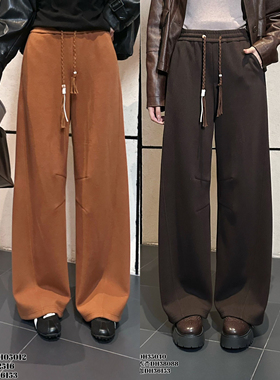 DI-SUI正品2025秋冬新款女装36153休闲松紧腰抽绳显高羊毛长裤