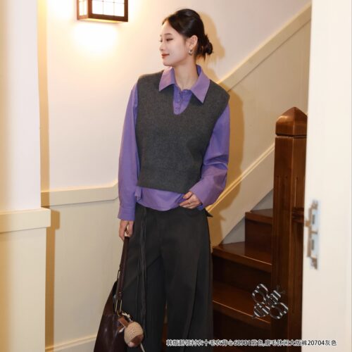 FMF正品2025新款女装马甲衬衫