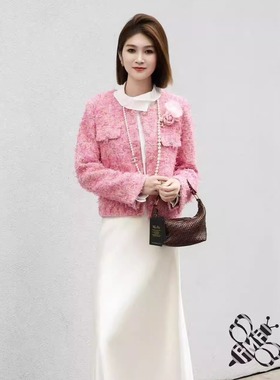 特价FMF正品2025女装S Jayova秋冬24901小香风轻奢立体花朵短外套