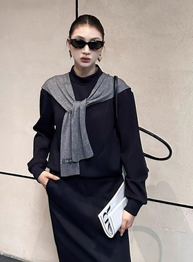 待DI-SUI欧洲站2025秋冬新款女装35102时髦带披肩休闲卫衣两件套