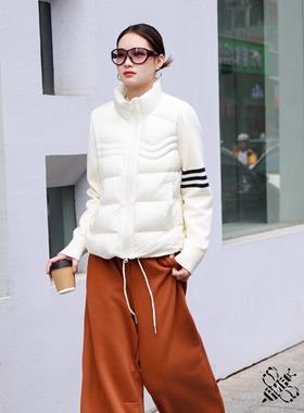 定制FMF欧韩2025新款女装S Jayova秋冬60905立领针织拼接鸭绒外套