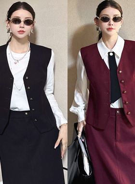 特价DI-SUI欧韩2025秋冬新款女装38521羊毛正装质感纽扣马甲百搭