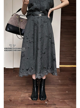 特价DI-SUI欧货31006秋冬新2025秋冬老钱风印花高腰A字半身裙
