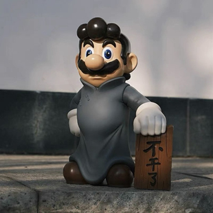 马里奥鲁迅手办不干了周树人打工人文化人读者潮玩盲盒书桌摆件