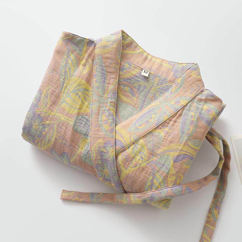 出口睡袍女纯棉纱复古国风提花中长款浴袍民族风家居晨袍薄款外穿,女士内衣/男士内衣/家居服,睡袍/浴袍,淘宝优惠券,粉丝福利购,淘宝优惠卷