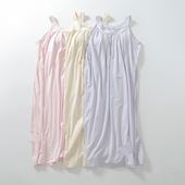 宽肩带胸垫睡裙女生软糯兰精莫代尔棉免文胸长款 家居宽松连衣裙薄