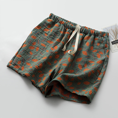 3分纯棉纱女印花睡裤复古