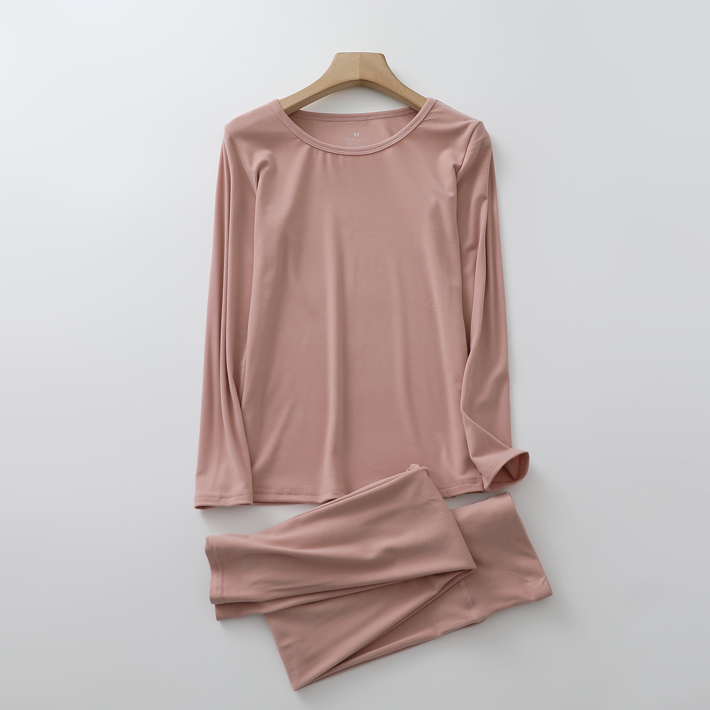 纯色保暖衣裤女士薄款德绒秋冬套头修身打底内衣厚秋衣秋裤家居服