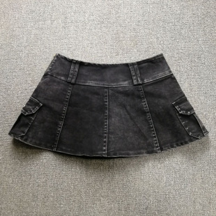 磨白口袋牛仔裙女短款半身裙韩版新款a字显瘦超短裙性感低腰裤裙