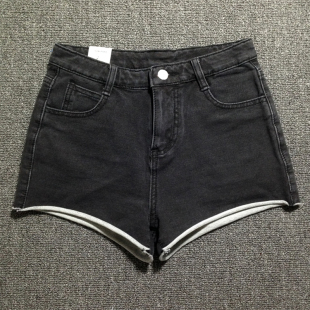 针织牛仔短裤女夏新款学生宽松a字裤弹力高腰显瘦阔腿裤卷边热裤