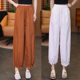 女设计感小众花苞灯笼裤 2025夏季 高腰百搭宽松花边休闲裤 薄款 新款