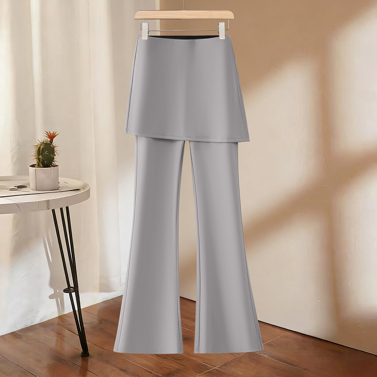 假两件不规则裙摆微喇裤女夏季2026新款高腰防走光冰丝阔腿瑜伽裤