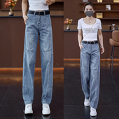 2025新款 阔腿弯刀裤 秋季 宽松窄版 女百搭休闲牛仔裤 高腰洋气直筒裤
