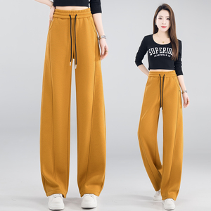 时尚松紧腰宽松显瘦弯刀裤2026春秋季新款女士卫裤休闲百搭阔腿裤